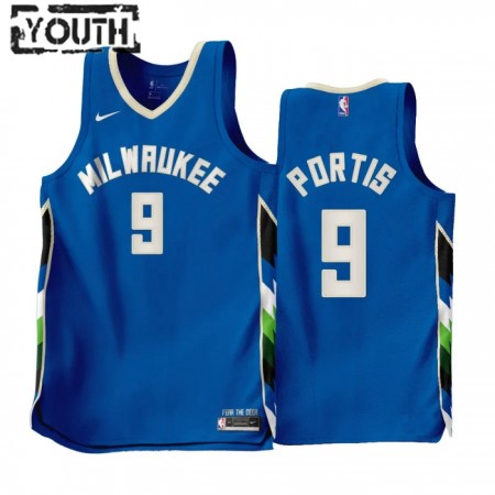 Dres Milwaukee Bucks Bobby Portis JR 9 Nike 2022-23 City Edition Plava Swingman - Dječji
